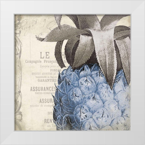 Pineapple Blue White Modern Wood Framed Art Print by Grey, Jace