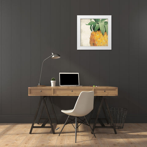 Pineapple White Modern Wood Framed Art Print by Grey, Jace