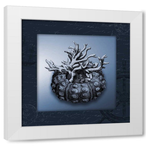 Nautical blue bordered White Modern Wood Framed Art Print by Grey, Jace