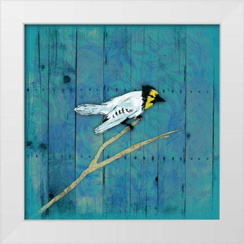 Blue Hue Bird 1 White Modern Wood Framed Art Print by Grey, Jace