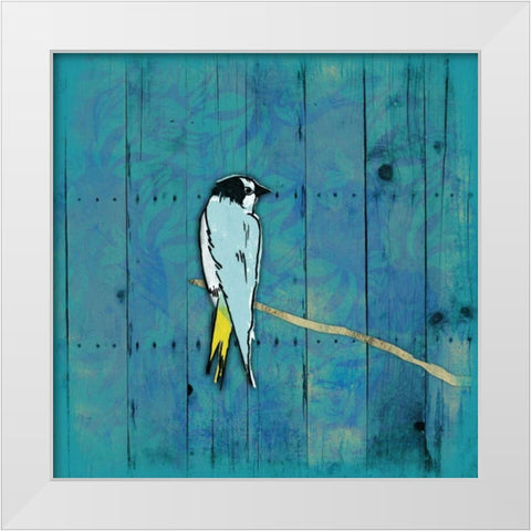 Blue Hue Bird 2 White Modern Wood Framed Art Print by Grey, Jace