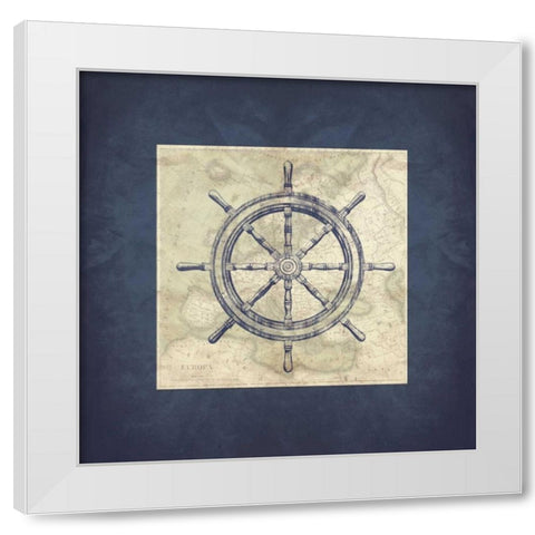 Coastal Map Blue Bordered White Modern Wood Framed Art Print by Grey, Jace