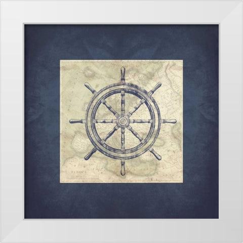 Coastal Map Blue Bordered White Modern Wood Framed Art Print by Grey, Jace