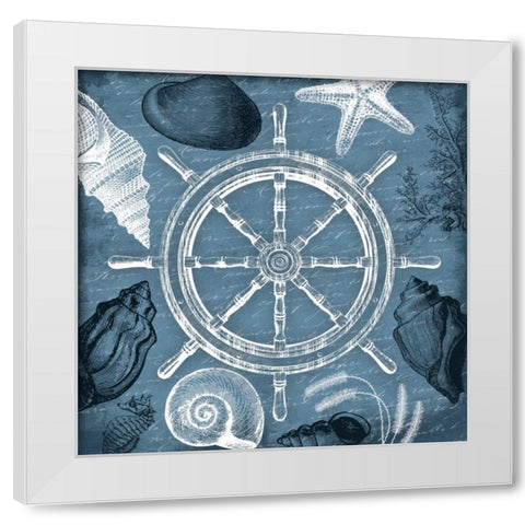 Steering wheel nautical White Modern Wood Framed Art Print by Grey, Jace