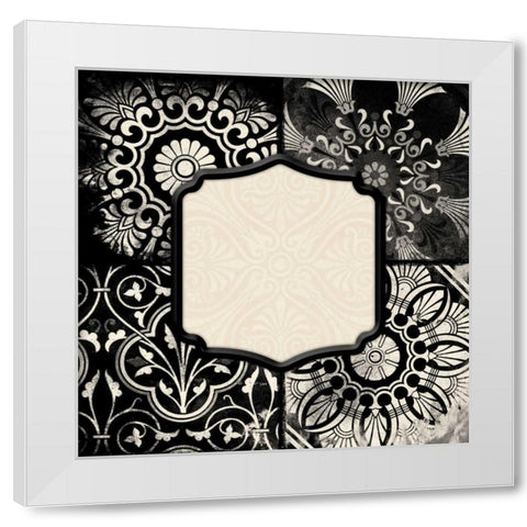 Black cream border White Modern Wood Framed Art Print by Grey, Jace