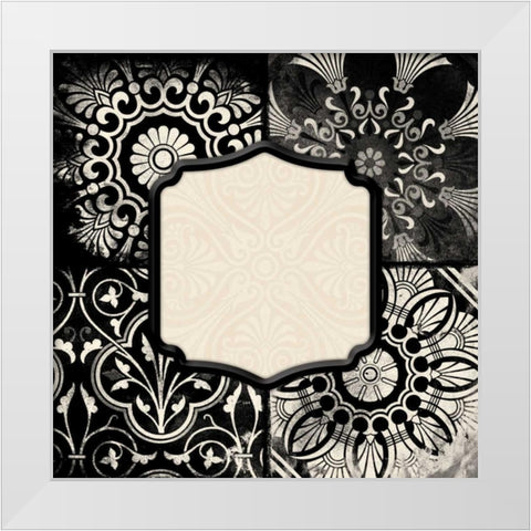 Black cream border White Modern Wood Framed Art Print by Grey, Jace