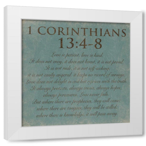 Corinthians-13-4-8 White Modern Wood Framed Art Print by Grey, Jace