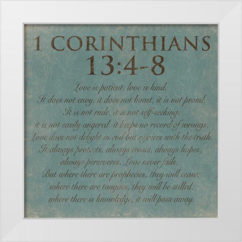 Corinthians-13-4-8 White Modern Wood Framed Art Print by Grey, Jace