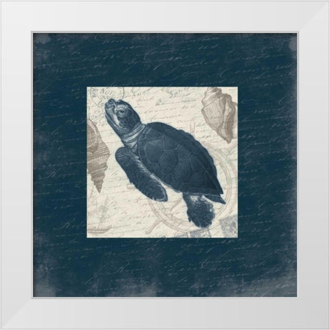 Turtle Bordered White Modern Wood Framed Art Print by Grey, Jace