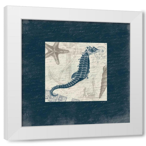 Seahorse Bordered White Modern Wood Framed Art Print by Grey, Jace