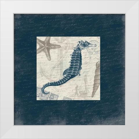 Seahorse Bordered White Modern Wood Framed Art Print by Grey, Jace