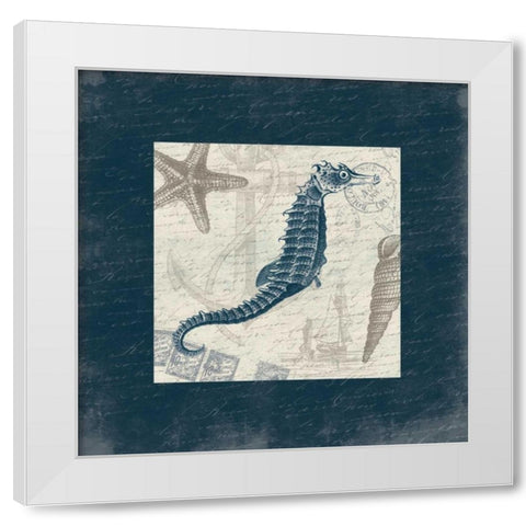Seahorse Bordered White Modern Wood Framed Art Print by Grey, Jace