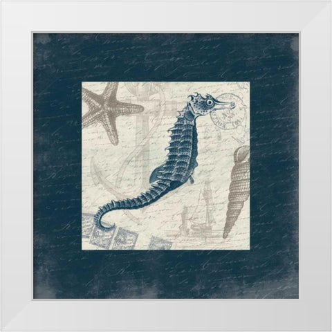 Seahorse Bordered White Modern Wood Framed Art Print by Grey, Jace