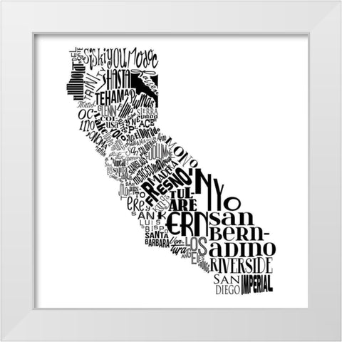 CA White Modern Wood Framed Art Print by Grey, Jace