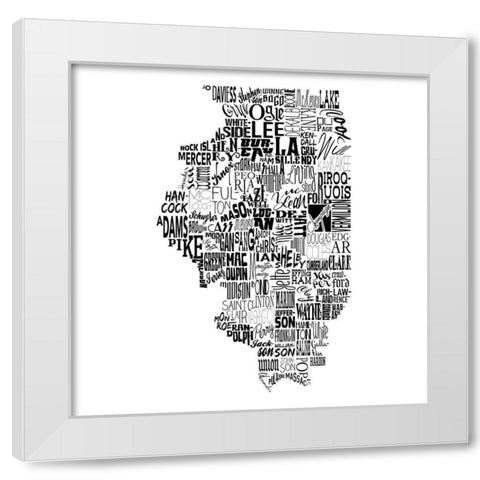 Illinois White Modern Wood Framed Art Print by Grey, Jace