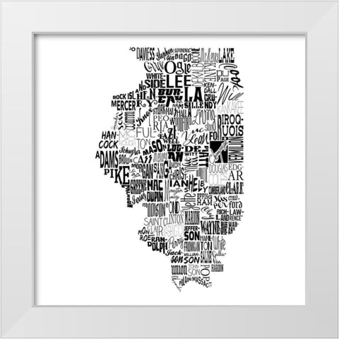 Illinois White Modern Wood Framed Art Print by Grey, Jace
