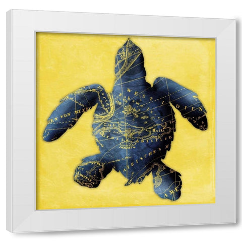 Map Turtle Y Indigo White Modern Wood Framed Art Print by Grey, Jace