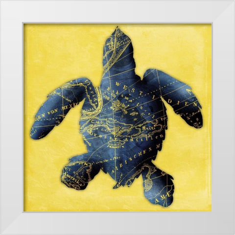 Map Turtle Y Indigo White Modern Wood Framed Art Print by Grey, Jace