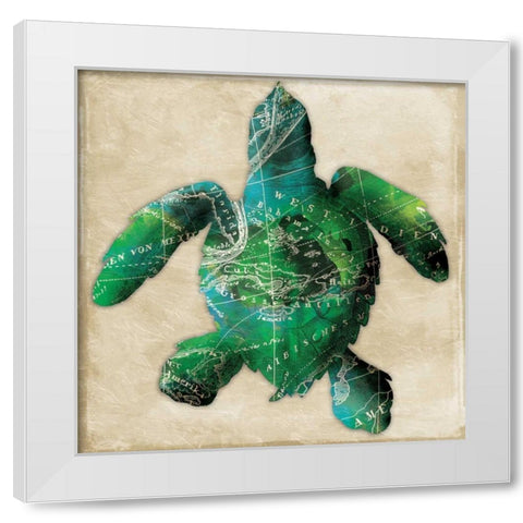 Map turtle White Modern Wood Framed Art Print by Grey, Jace