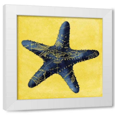 Map Starfish Y Indigo White Modern Wood Framed Art Print by Grey, Jace