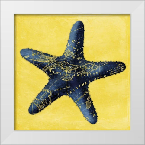 Map Starfish Y Indigo White Modern Wood Framed Art Print by Grey, Jace