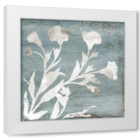 Floral Blues White Modern Wood Framed Art Print by Grey, Jace