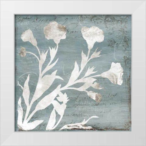 Floral Blues White Modern Wood Framed Art Print by Grey, Jace