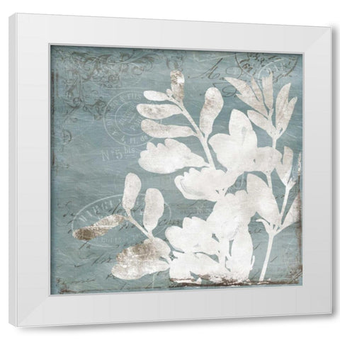 Floral Blues mate White Modern Wood Framed Art Print by Grey, Jace