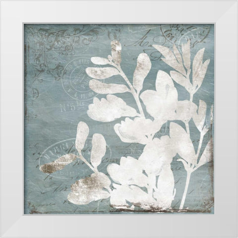 Floral Blues mate White Modern Wood Framed Art Print by Grey, Jace