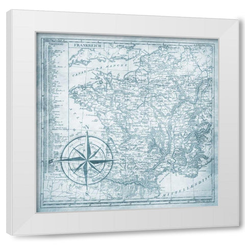 Full sea Bue map White Modern Wood Framed Art Print by Grey, Jace