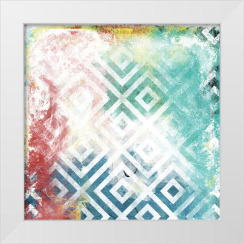 Happy Cosmic pattern White Modern Wood Framed Art Print by Grey, Jace