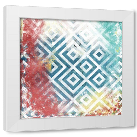 Happy Cosmic pattern mate White Modern Wood Framed Art Print by Grey, Jace