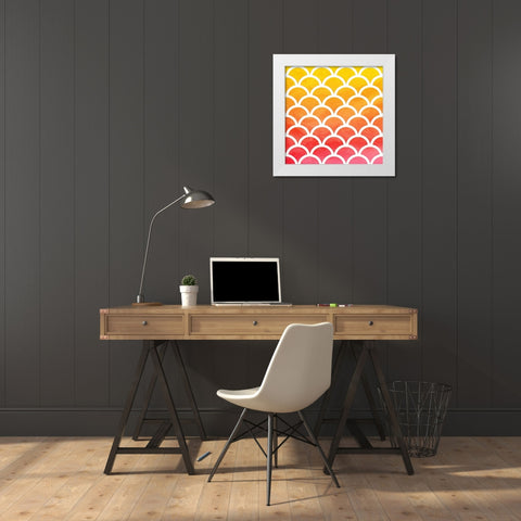 Bright hills reversed White Modern Wood Framed Art Print by Grey, Jace