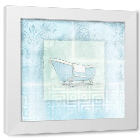 Soft blue bath White Modern Wood Framed Art Print by Grey, Jace