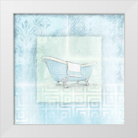 Soft blue bath White Modern Wood Framed Art Print by Grey, Jace