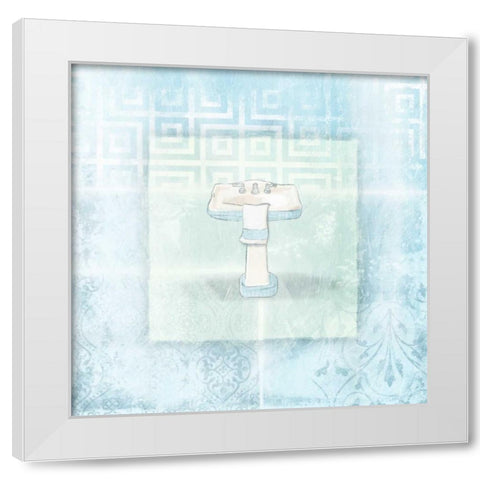 Soft blue sink White Modern Wood Framed Art Print by Grey, Jace