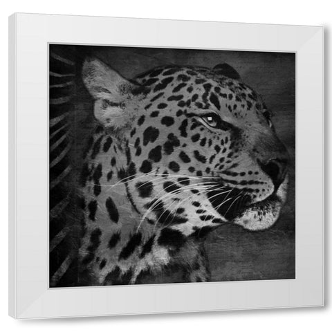 Animal Instincts Black And White Mate White Modern Wood Framed Art Print by Grey, Jace