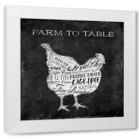 Farm To Chicken White Modern Wood Framed Art Print by Grey, Jace