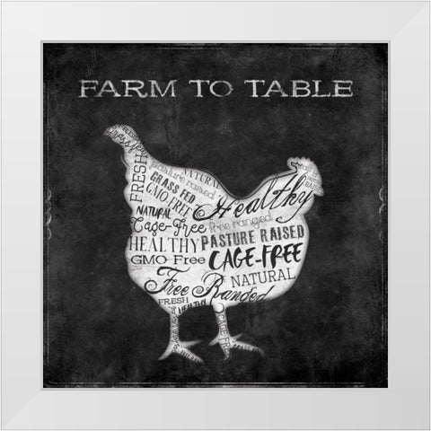 Farm To Chicken White Modern Wood Framed Art Print by Grey, Jace