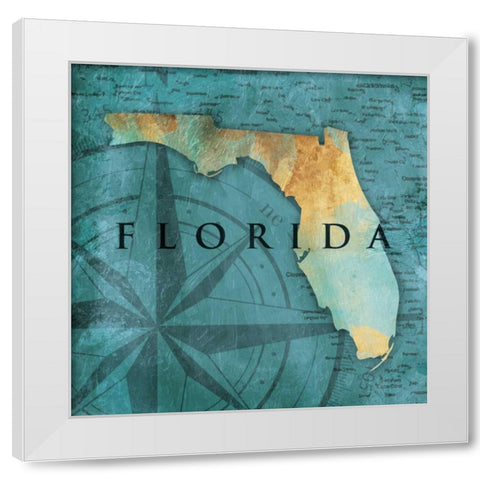 Florida Sea Map White Modern Wood Framed Art Print by Grey, Jace