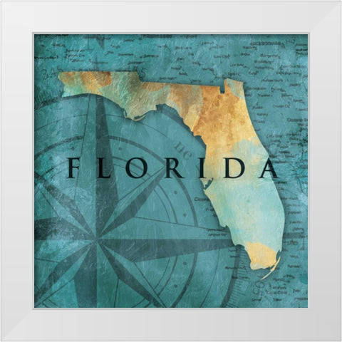 Florida Sea Map White Modern Wood Framed Art Print by Grey, Jace