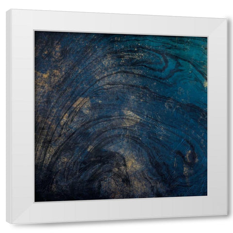 Golden Blue Marble White Modern Wood Framed Art Print by Grey, Jace