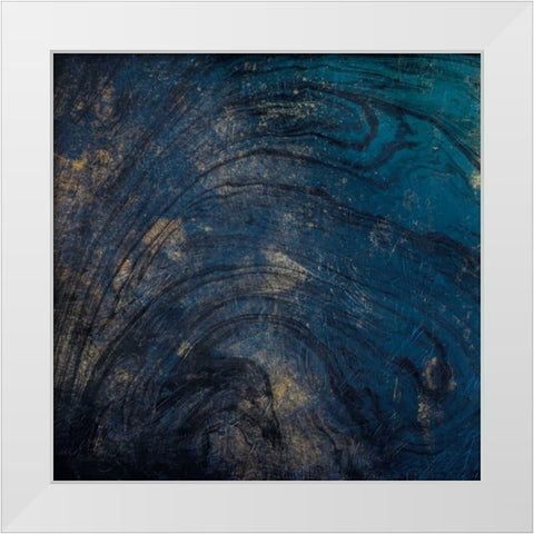 Golden Blue Marble White Modern Wood Framed Art Print by Grey, Jace