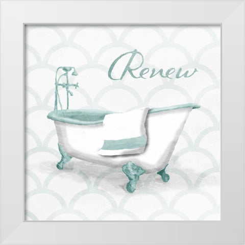 Dull Teal Renew White Modern Wood Framed Art Print by Grey, Jace