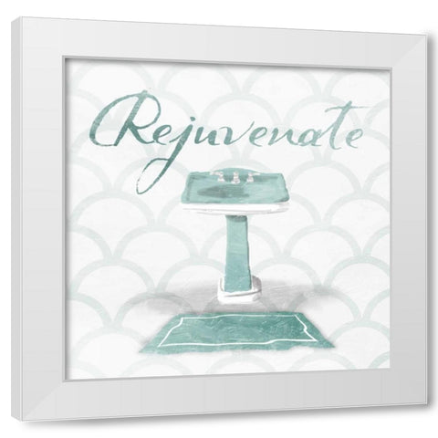 Dull Teal Rejuvenate White Modern Wood Framed Art Print by Grey, Jace