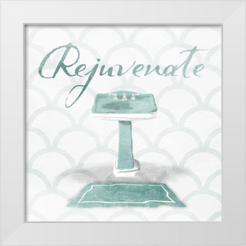 Dull Teal Rejuvenate White Modern Wood Framed Art Print by Grey, Jace