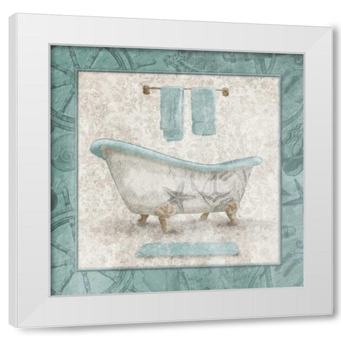 Serene Coastal Bath White Modern Wood Framed Art Print by Grey, Jace