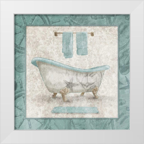 Serene Coastal Bath White Modern Wood Framed Art Print by Grey, Jace