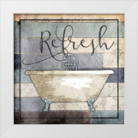 Refreshed Wooden Bath White Modern Wood Framed Art Print by Grey, Jace