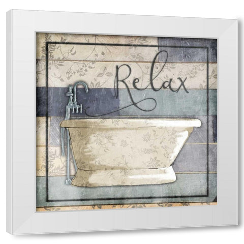 Relaxing Wooden Bath White Modern Wood Framed Art Print by Grey, Jace